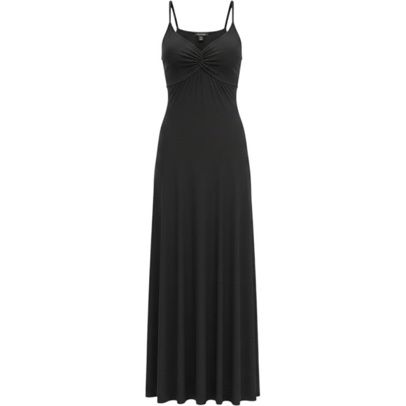 Y2K Whimsigoth Minimalist Twist Knot Maxi Dress LG Empire Waist Sleeveless Rayon — photo 2